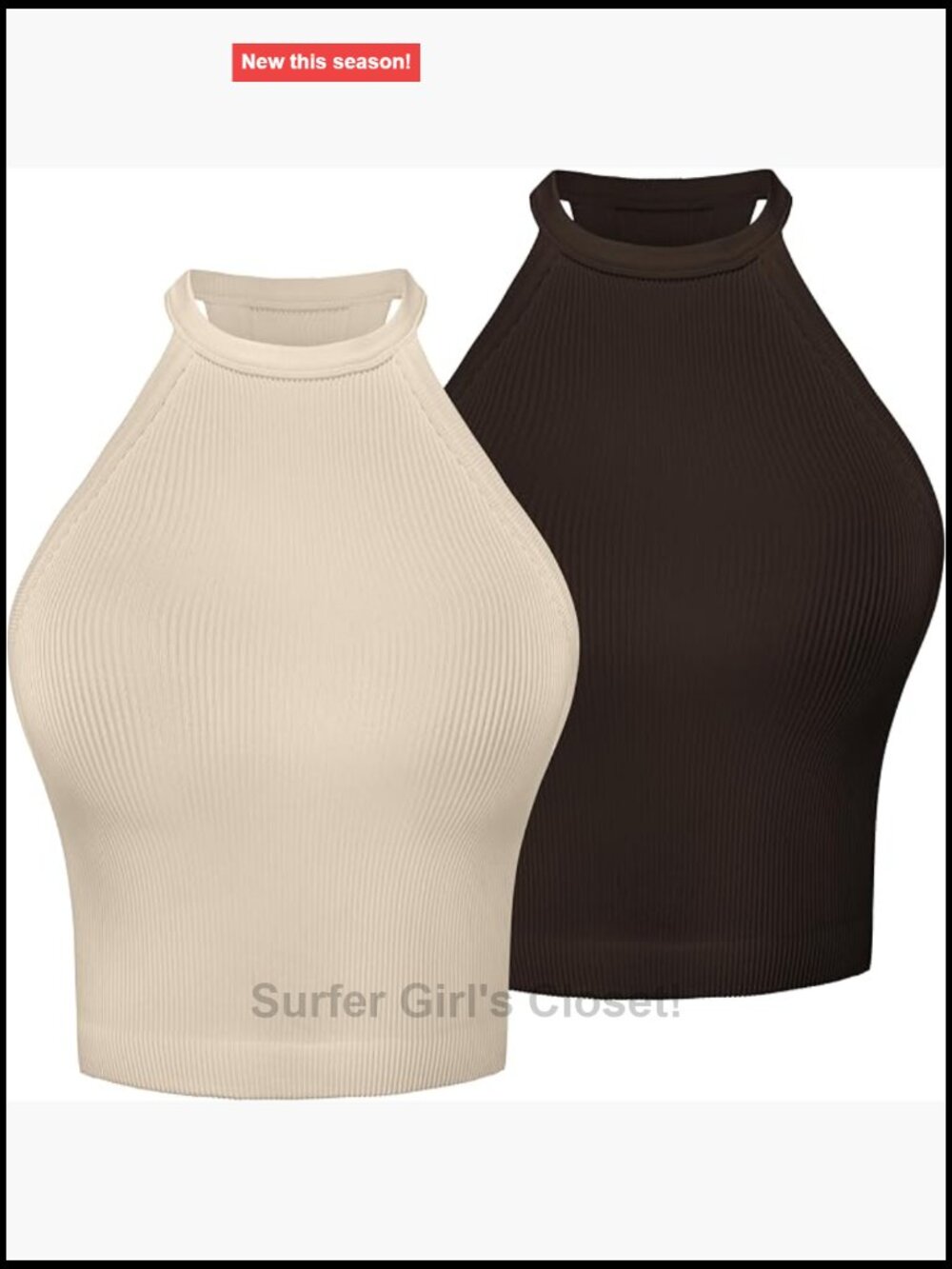 Ribbed Seamless Halter Neck Cropped Yoga Tank Top